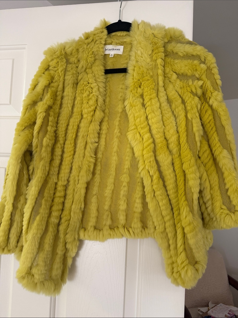 Heartloom Lime-Yellow Fur Jacket